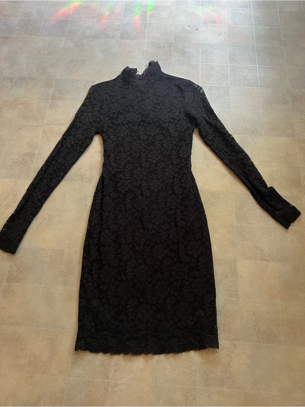 Moda International Black Long-Sleeve Lace Sheath Dress